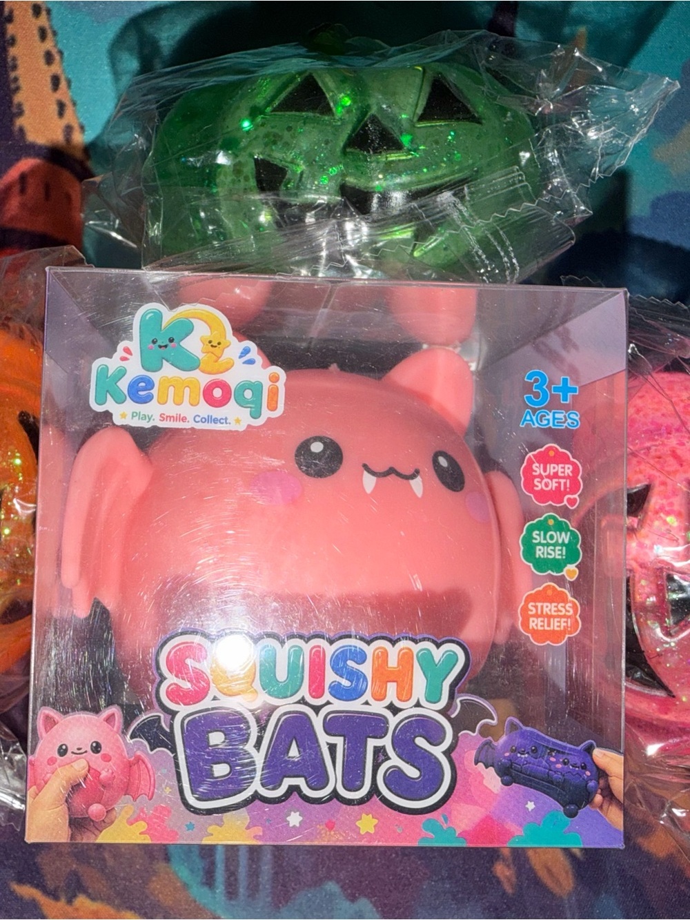 Squishy Bats with three Sugar Squish Pumpkins